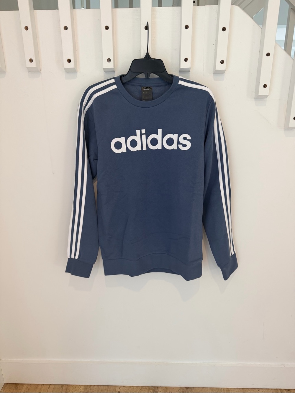 Adidas Originals Navy Blue Crewneck with White Stripes. Size Medium